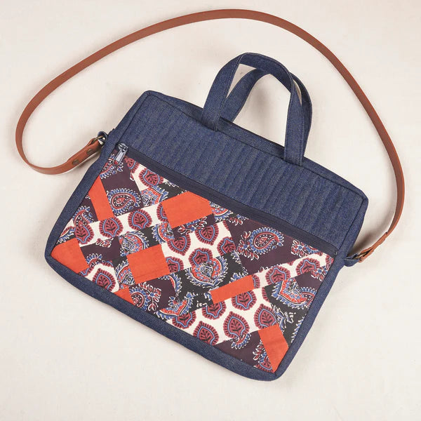 Laptop Bag - Denim with Patchwork