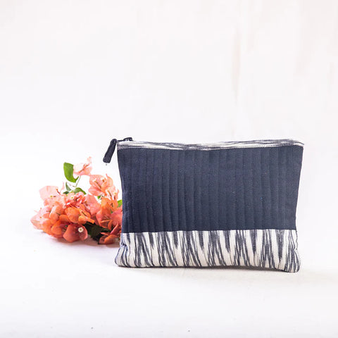 Seema Pouch (large)-Black Ikkat