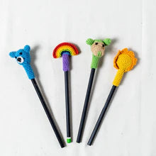 Crocheted Pencil Tops with Pencils (set of 4)