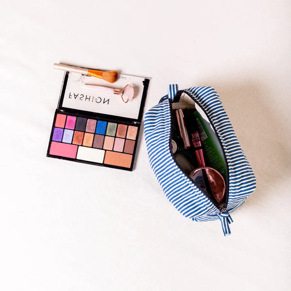 Poonam Pouch - Blue Lines fabric