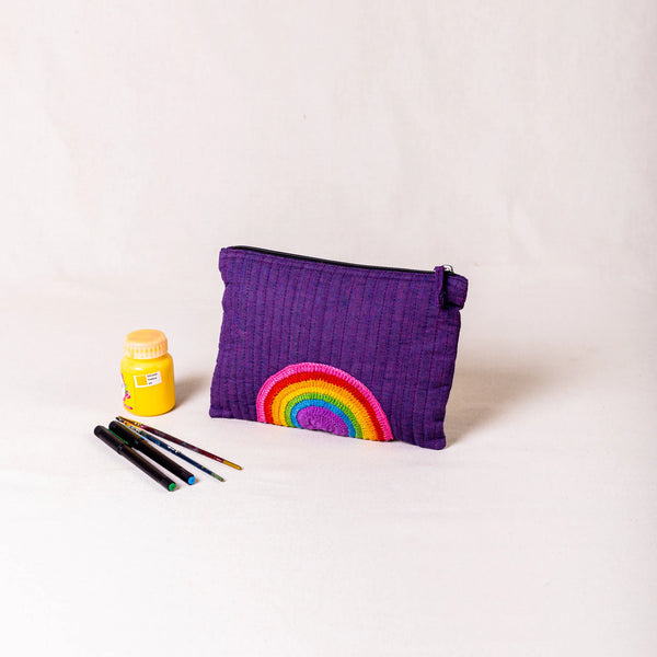 Pouch - Rainbow Crochet (Purple)