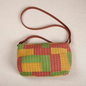 Lia Bag - Yellow/green Cotton Slub Patches