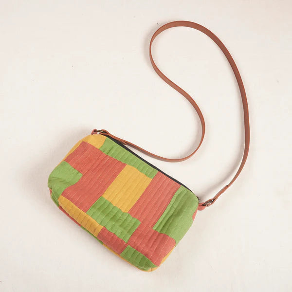 Lia Bag - Yellow/green Cotton Slub Patches