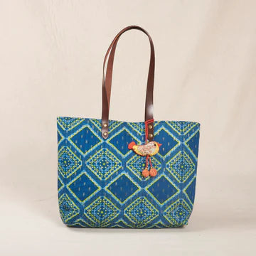 Gopal Tote Bag (Small) - Blue/Green Print