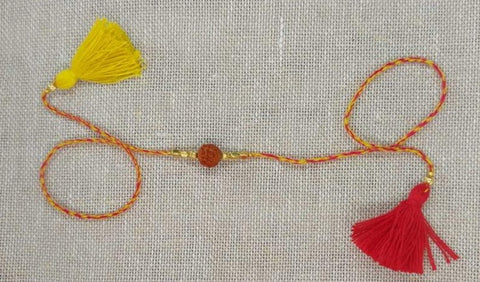 Handmade Rudrakash Rakhi - Multi-colour