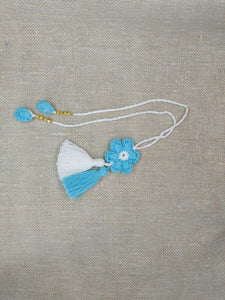 Handmade Crochet Lumba - Blue & White Flower