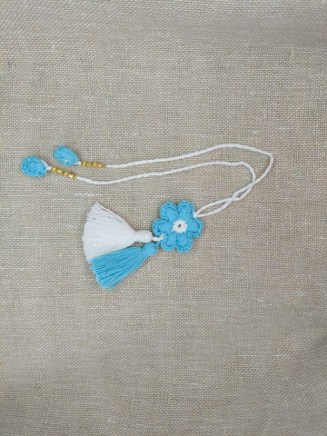 Handmade Crochet Lumba - Blue & White Flower