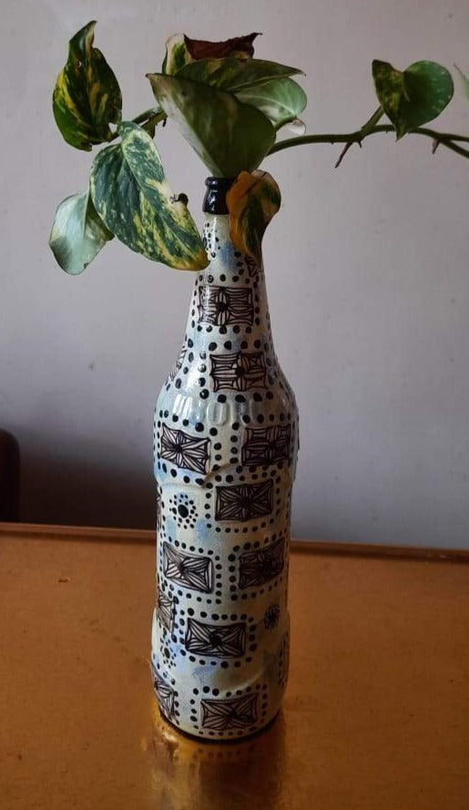 Hand Painted Bottle - Black & White