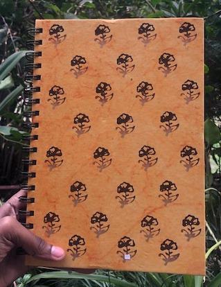 Block printed Spiral Notebook (7"x9.5")